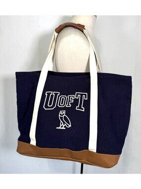 October’s Very Own OVO X University Of Toronto Large Navy Canvas Tote Bag Purse